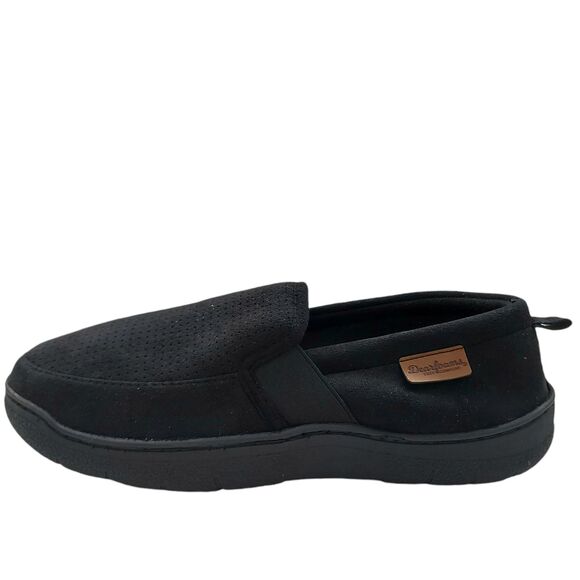 Dearfoams Clog Shoes Slippers Mens 9-10 Black Perforated Microsuede Moc Toe Cozy - Picture 3 of 12